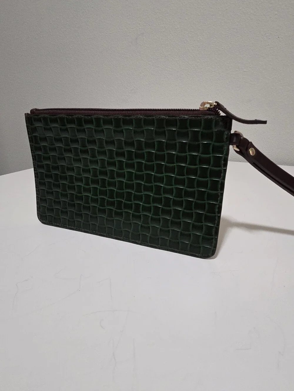 Dooney And Bourke Green Woven Leather Wristlet